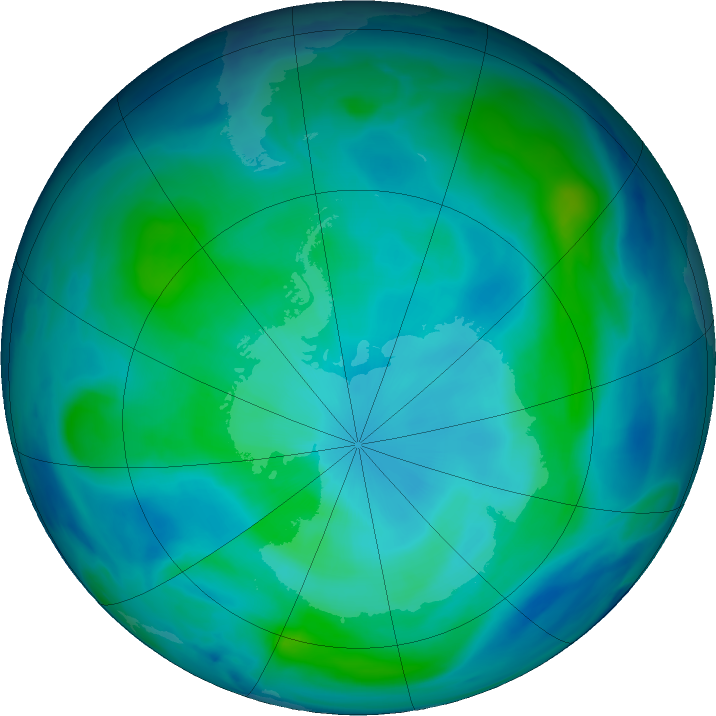 Antarctic ozone map for 29 February 2024
